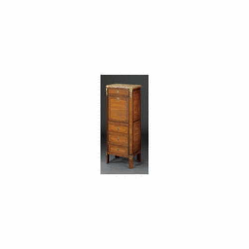 A Charming Small Louis XVI Mahogany and Bois Satine Ormolu-Mounted Secretaire Stamped Louis Moreau